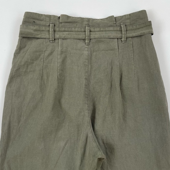 Abercrombie & Fitch Women's Green Linen Blend High Waist Paperbag Pants SMALL - Picture 4 of 10